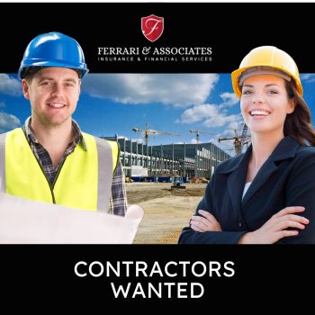 an image that says 'Contractors wanted' in bold white capital letters